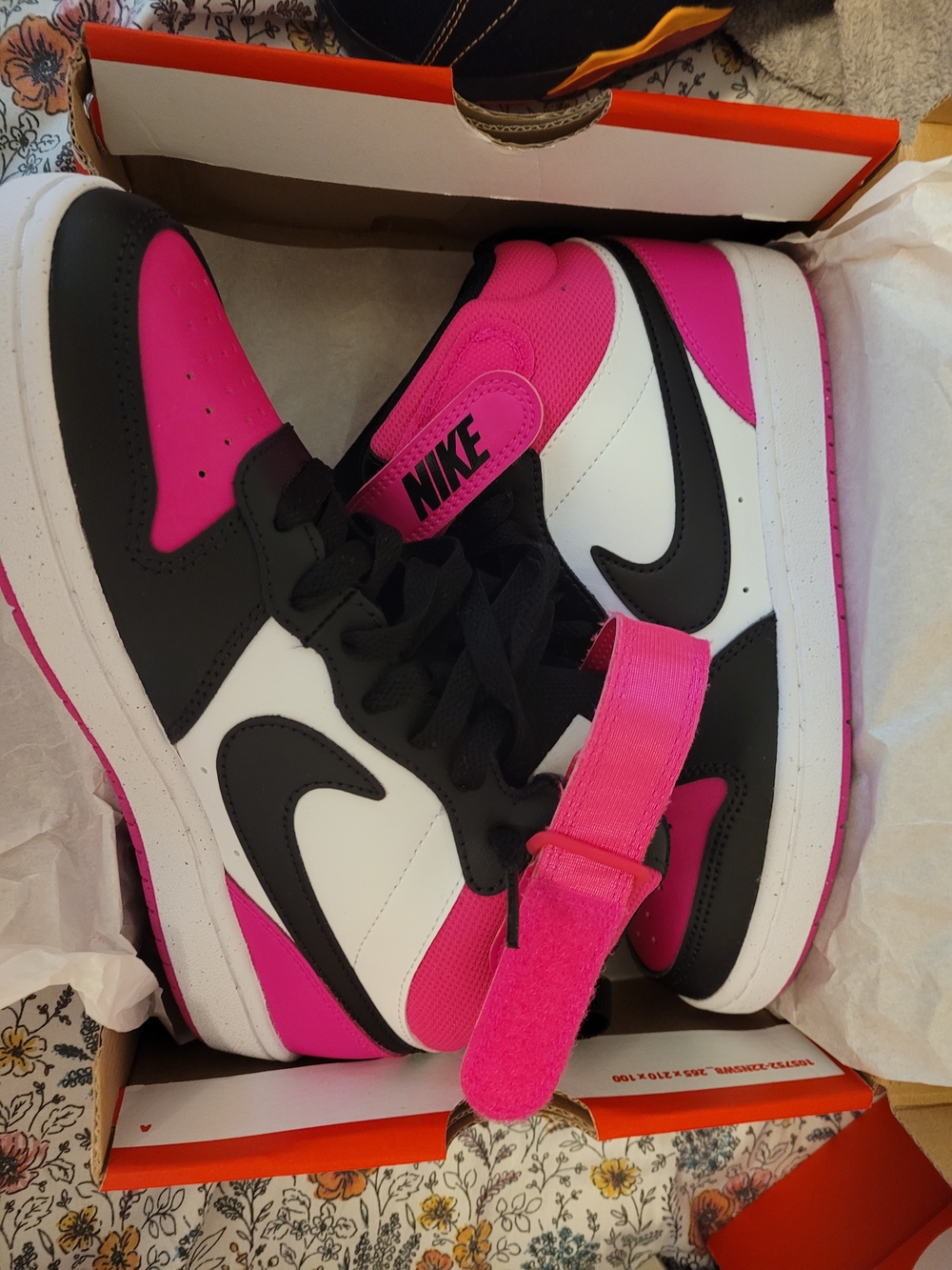 Nike Black White Hot Pink High-Top Sneakers